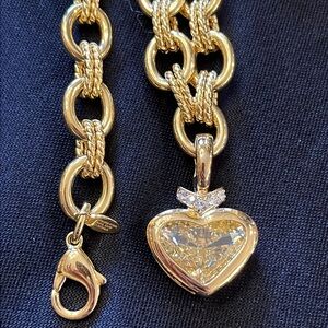 Chunky Milor gold metal necklace bracelet & Nolan Miller Glamour crystal pendant